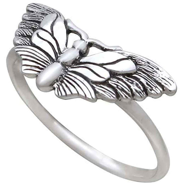 Made from sterling silver, the stunning s6 Winged Butterfly Ring from Nina Designs features a detailed butterfly design that captures the essence of intuition and elegance. Ideal for those who appreciate distinctive jewelry pieces.