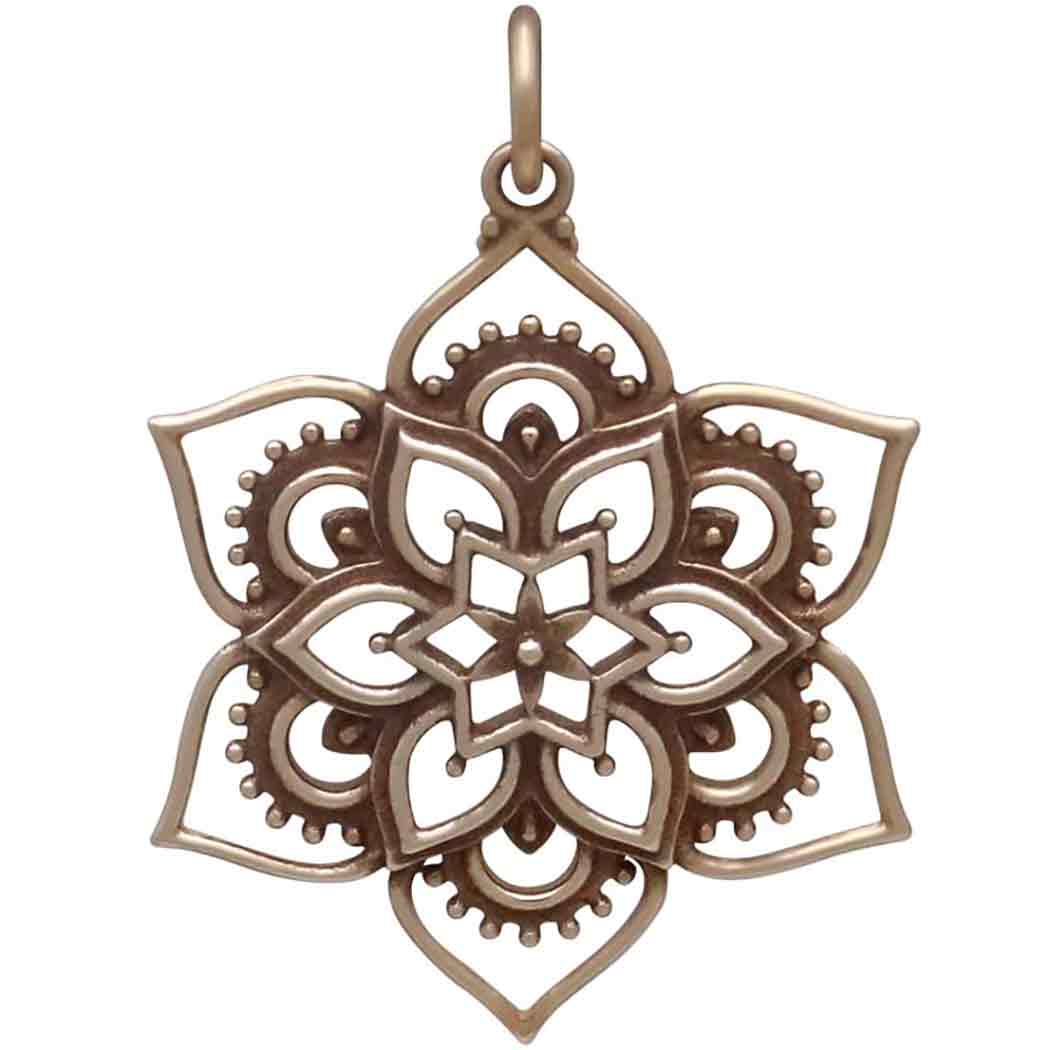 Bronze Openwork Lotus Mandala Pendant