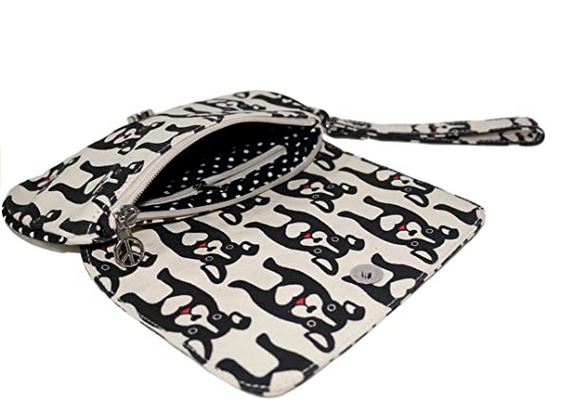 Large Wristlet Black Dog Print