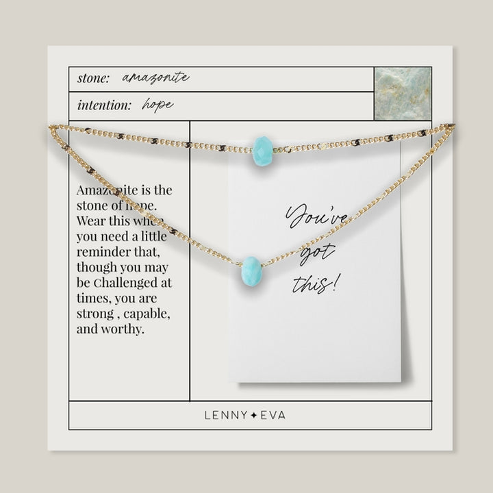 Layered Necklace, Amazonite – 15-17in., Gold