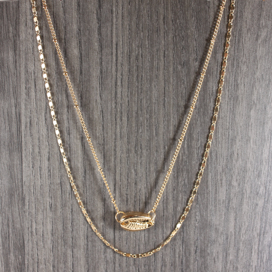 Double Chain Gold Cowry Shell Necklace