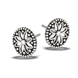 Cutout Flower Medalion Silver Stud