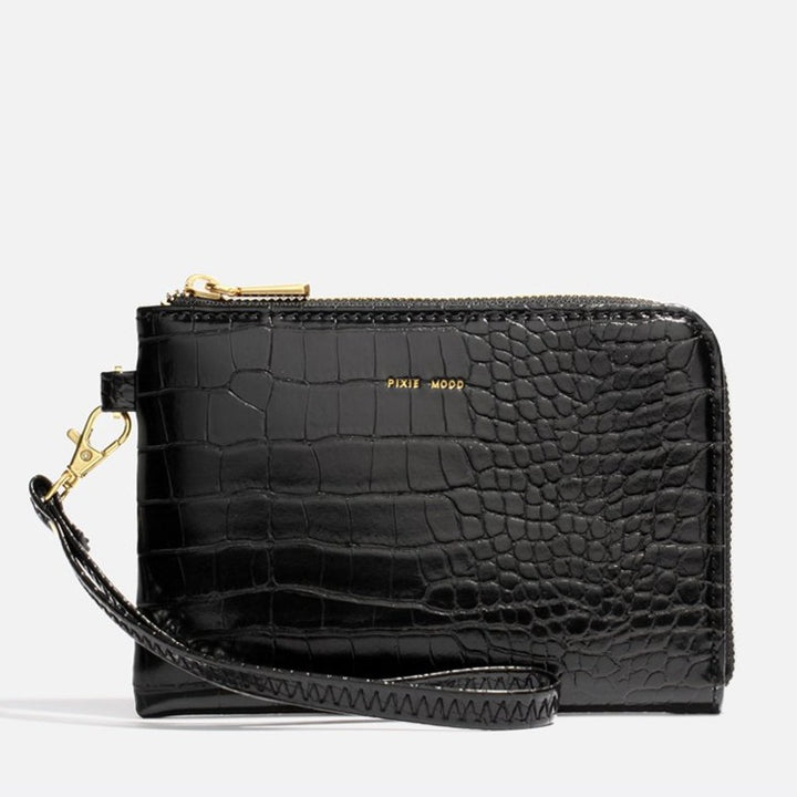 Stacy Wristlet - Black Croc