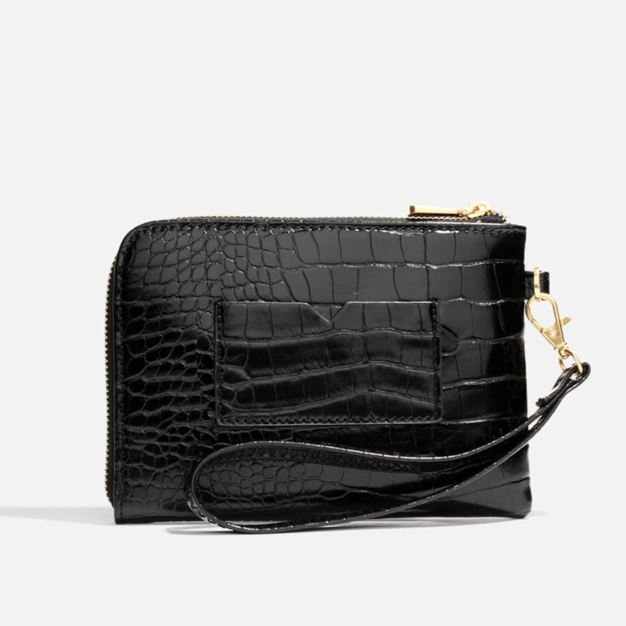 Stacy Wristlet - Black Croc