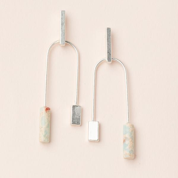 Stone Balance Earring Aqua Terra Silver