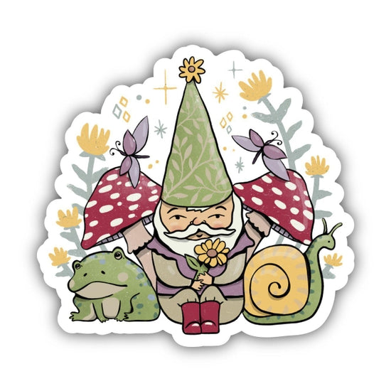 Green Elf and Frogs Fairytale Sticker