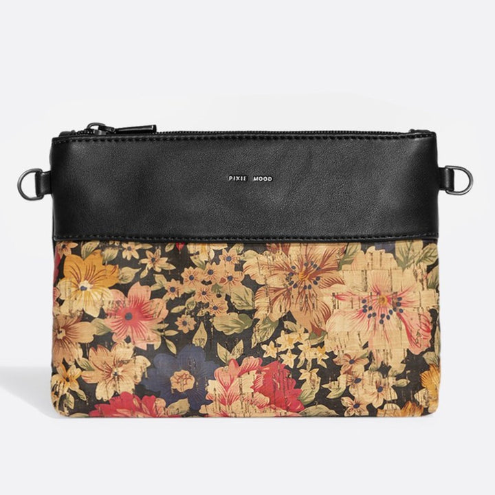 Nicole Pouch Small - Black / Dark Floral Cork